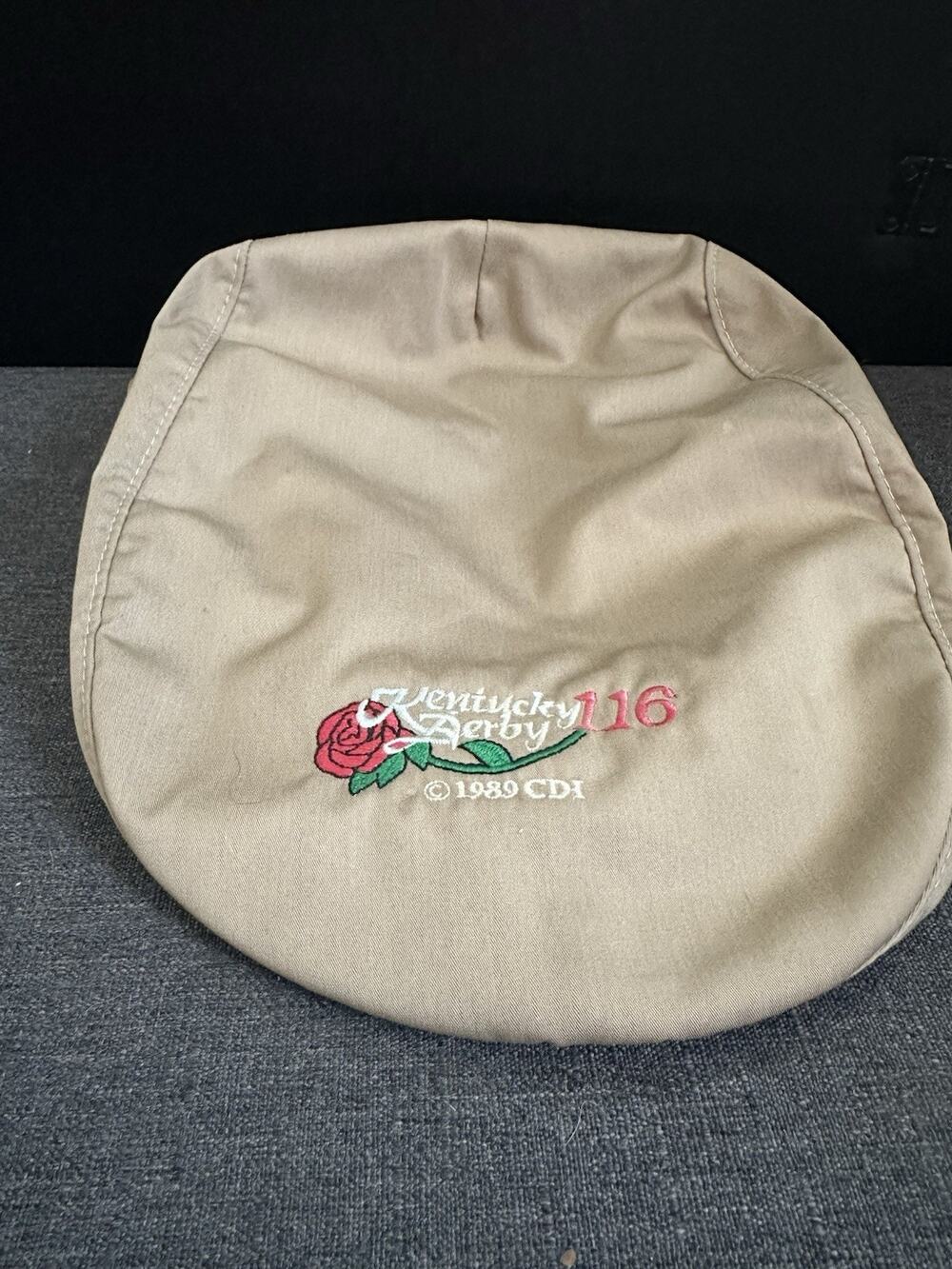 Vintage 1990 Kentucky Derby 116 Hat Cap CDI Rose Horse Racing Adjustable Beige